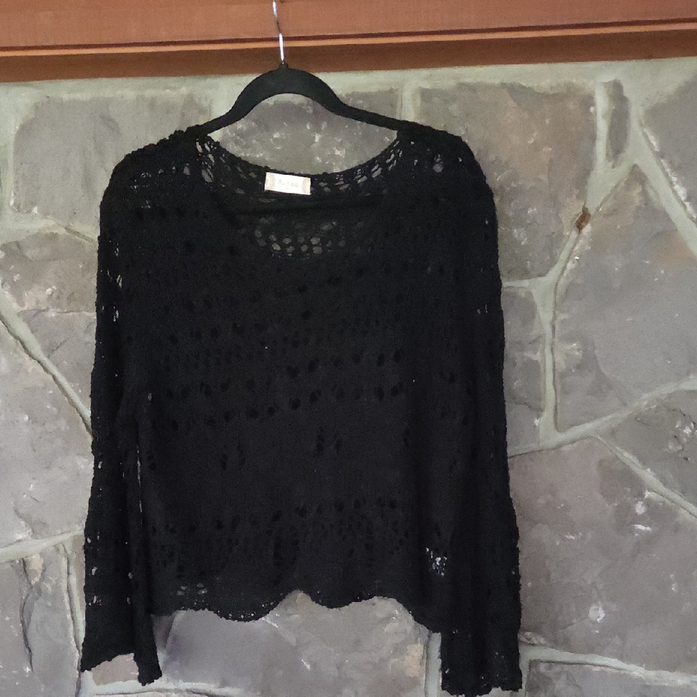 Altar'd State Black Lace Knit Top